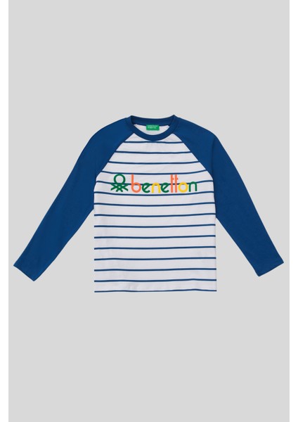 Erkek Çocuk Mavi Mix Çizgili T-Shirt