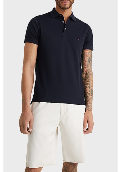 Streç Pamuklu Slim Fit Düğmeli Polo Yaka T Shirt Erkek Polo Yaka T Shirt MW0MW17771 Dw5