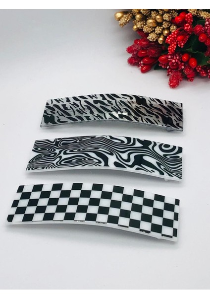 Çok Şık Dikdörtgen Çıtçıtlı Desenli Toka 7cm Saç Tokası Aksesuarı fiyatları