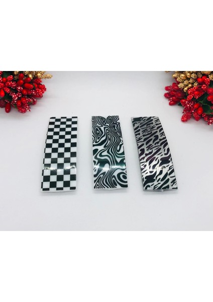 Çok Şık Dikdörtgen Çıtçıtlı Desenli Toka 7cm Saç Tokası Aksesuarı modelleri