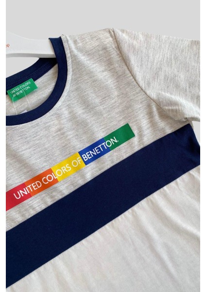 4-14 Yaş Benetton Melanj Erkek Çocuk T-Shirt Gri fiyatları