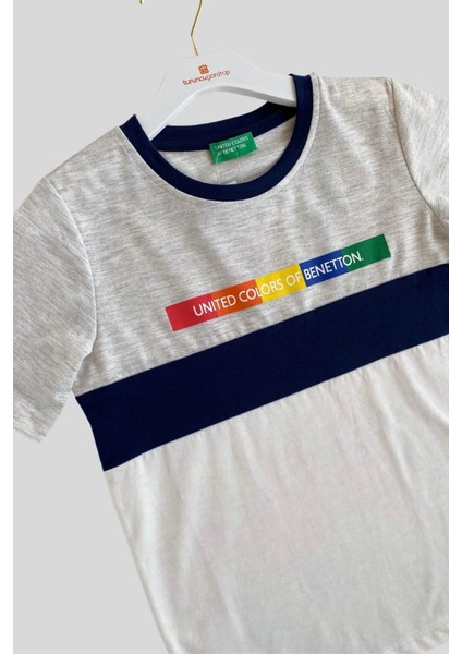4-14 Yaş Benetton Melanj Erkek Çocuk T-Shirt Gri modelleri