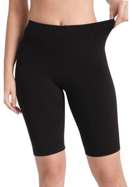 Kadın Siyah Kısa Toparlayıcı Modal Spor Tayt indirimleri