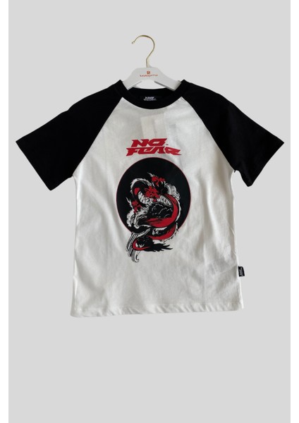 6-14 Yaş No Fear Baskılı Erkek Çocuk Tshirt Beyaz