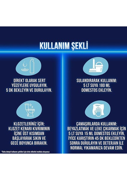 Domestos çamaşır Suyu Okalıptus 750ml Paket (5 Adet) indirimleri