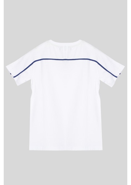 4-14 Yaş Benetton Biye Detay Erkek Çocuk Tshirt Beyaz fiyatları