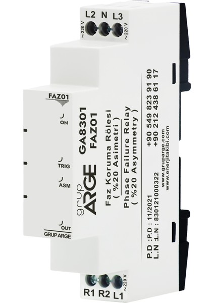 Group Arge - Faz Sıralı Faz Koruma Rölesi (%40 Asimetri) FAZ03 GA8303