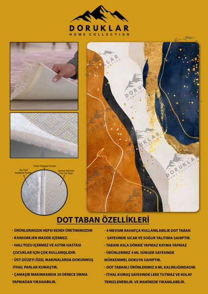 Kaymaz Taban Yıkanabilir Dijital Baskı Dekoratif Modern Desenli Dot Taban Halı Soft Serisi SFT14 fiyatları