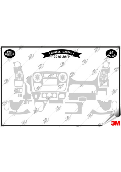 Renault Master 3 (2010-2019) Torpido Konsol Trim Göğüs Maun Kaplama Set 46 Parça Gümüş Renk