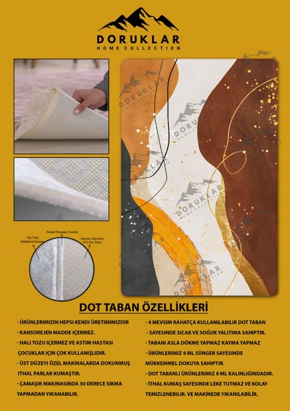 Kaymaz Taban Yıkanabilir Dijital Baskı Dekoratif Modern Desenli Dot Taban Halı Soft Serisi SFT12 fiyatları