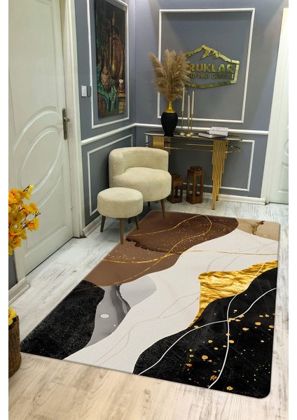Kaymaz Taban Yıkanabilir Dijital Baskı Dekoratif Modern Desenli Dot Taban Halı Soft Serisi SFT05