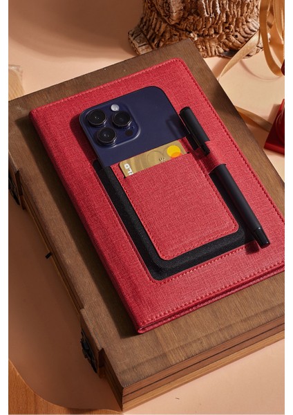 Bordo Kanguru Cepli Kumaş Kişiye Özel Çizgili Düz Defter fiyatları