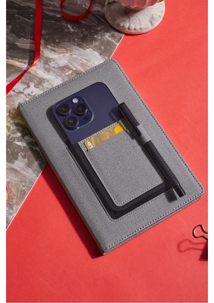 Gri Kanguru Cepli Kumaş Kişiye Özel Çizgili Düz Defter fiyatları