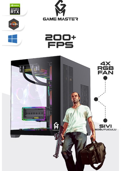 Atlantis 4060 Ryzen 5 5600 Cpu 32GB 3200MHZ Ram 512GB Nvme M.2 SSD RTX4060 Sıvı Soğutuculu Akvaryum Gaming Pc modelleri