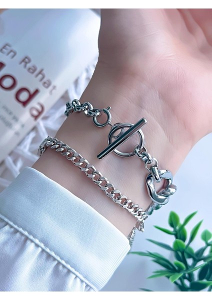 Çelik Kordon 3 Atm Suya Dayanıklı Özel Tasarım Kadın Kol Saat+Bileklik VS.BLKT.0120 modelleri