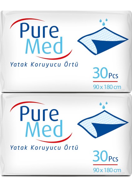 Puremed Hasta Yatak Koruyucu 90*180CM 60 Adet (2pk*30)