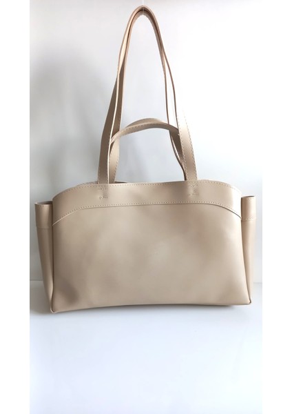 Kadın Deri Tote Çanta Çift Askılı Yavrulu El ve Omuz Çantası