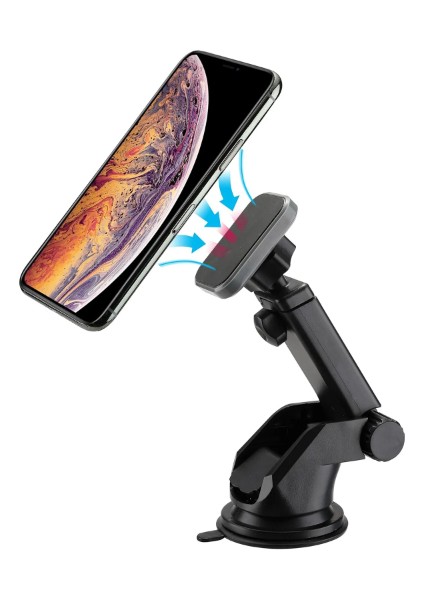 Araç İçi Manyetik Mıknatıslı Oto Telefon Tutucu Kademeli Uzayabilen Aynaya Yapışan + 2 Adet Metal Plaka 3m