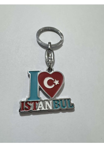 I Love You Istanbul Yazılı Kalp Anahtarlık
