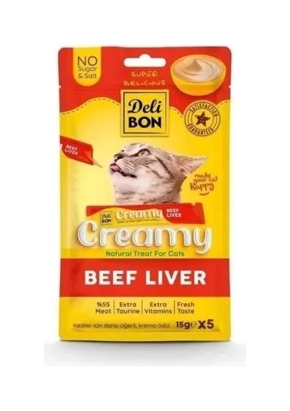 Creamy Dana Ciğerli Sıvı Kedi Ödül Maması 5X15 gr