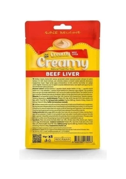 Creamy Dana Ciğerli Sıvı Kedi Ödül Maması 5X15 gr fiyatları