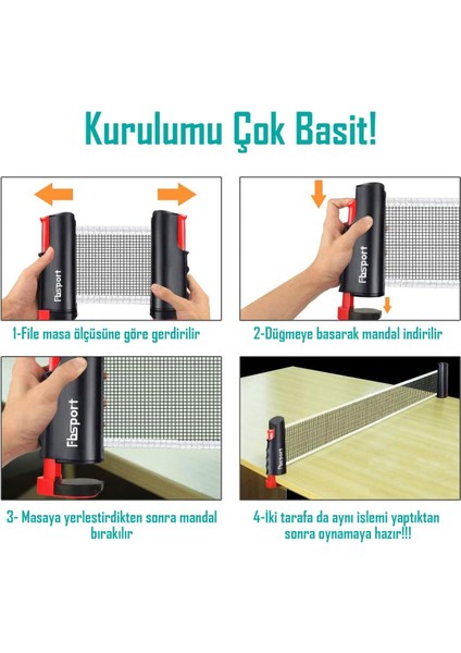 Masa Tenisi Filesi Otomatik Gerdirme Mekanizmalı Tüm Masalara Uyumlu Pinpon Ağı indirimleri