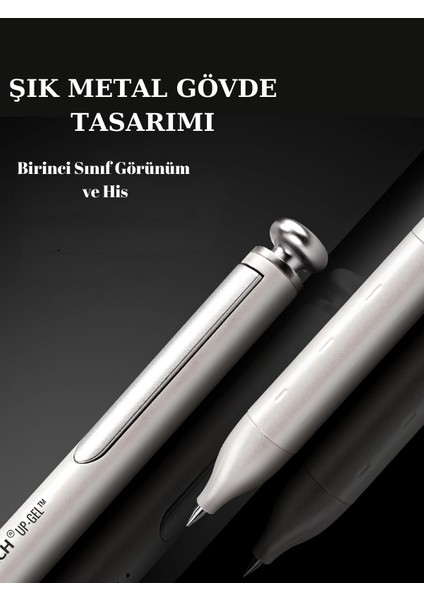 Metal Gövdeli 2'li Jel Kalem Seti - 0.7 mm Uc + 2 Yedek Mürekkep Kapsülü (Mavi Mürekkep) fiyatları