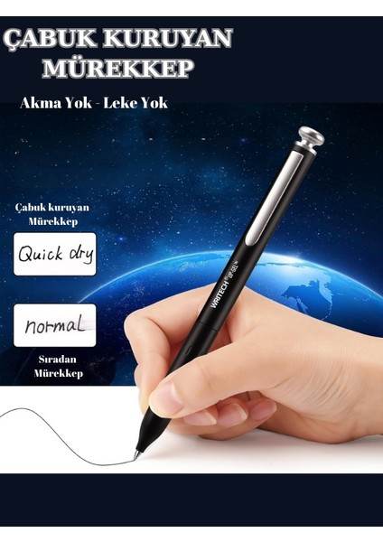 Metal Gövdeli 2'li Jel Kalem Seti - 0.7 mm Uc + 2 Yedek Mürekkep Kapsülü (Mavi Mürekkep) modelleri