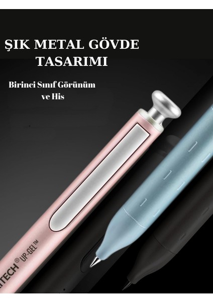 Metal Gövdeli 2'li Jel Kalem Seti - 0.7 mm Uc + 2 Yedek Mürekkep Kapsülü (Mavi Mürekkep) fiyatları