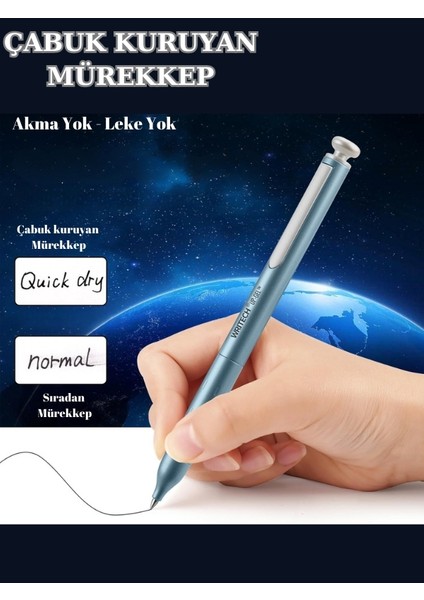 Metal Gövdeli 2'li Jel Kalem Seti - 0.7 mm Uc + 2 Yedek Mürekkep Kapsülü (Mavi Mürekkep) modelleri