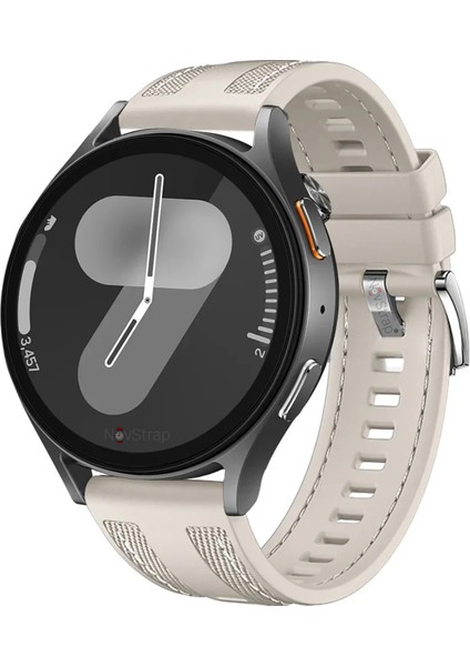 Samsung Galaxy Watch 4 5 6 7 Fe Classic 40 42 43 44 45 46 47 mm ile Uyumlu Kordon (20MM) Hybrid Dikişli Kumaş Silikon Kayış