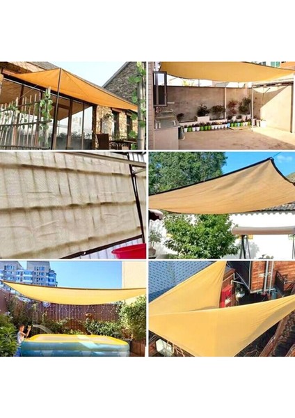 Teras Kapatma Filesi – Yüzde 95 Lik – Krem – Şeritli Halkalı - 5 Metre x 16 Metre