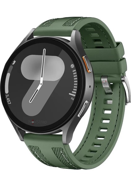 Samsung Galaxy Watch 4 5 6 7 Fe Classic 40 42 43 44 45 46 47 mm ile Uyumlu Kordon (20MM) Hybrid Dikişli Kumaş Silikon Kayış