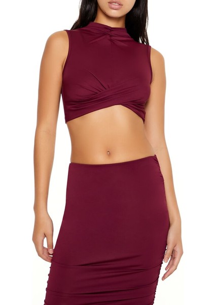 Crop Bluz ve Midi Etek Takımı