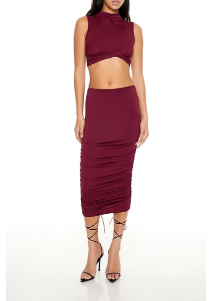 Crop Bluz ve Midi Etek Takımı fiyatları