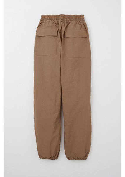 Kız Çocuk Paraşüt Jogger Paça Pantolon 6-12 Yaş, Kahverengi