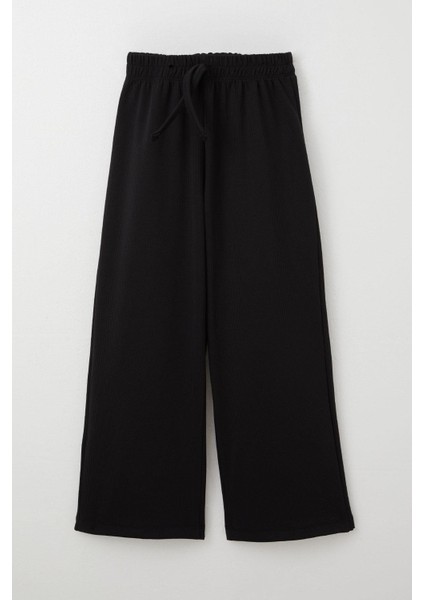 Kız Çocuk Pantalon Bağcık Aksesuarlı 8-14 Yaş, Siyah