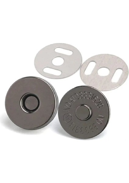 Dikmeli Çanta Mıknatısı Güçlü Çanta Çıt Çıt Mıknatıs Seti 18 mm Eskitme Siyah 100 set