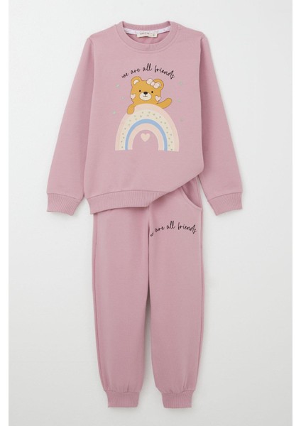 Kız Çocuk Eşofman Takım Arkadaşlık Temalı Sevimli Ayıcık Baskılı 1-4 Yaş, Gülkurusu fiyatları