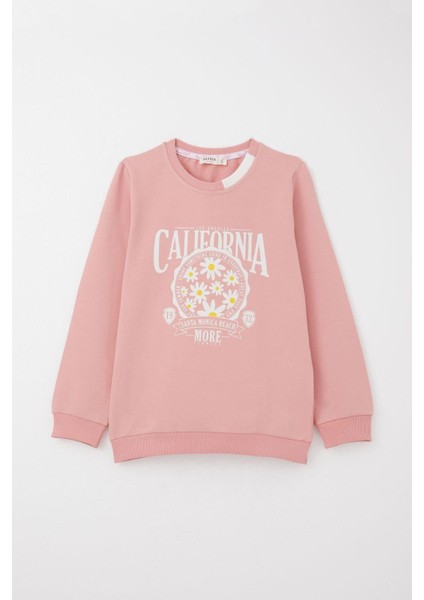 Kız Çocuk Eşofman Takım Çiçek Baskılı Geniş Paça Yırtmaçlı 5-10 Yaş, Gülkurusu fiyatları