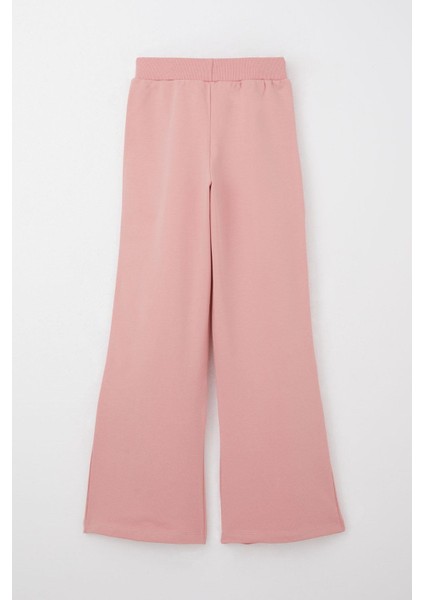 Kız Çocuk Eşofman Takım Çiçek Baskılı Geniş Paça Yırtmaçlı 5-10 Yaş, Gülkurusu indirimleri