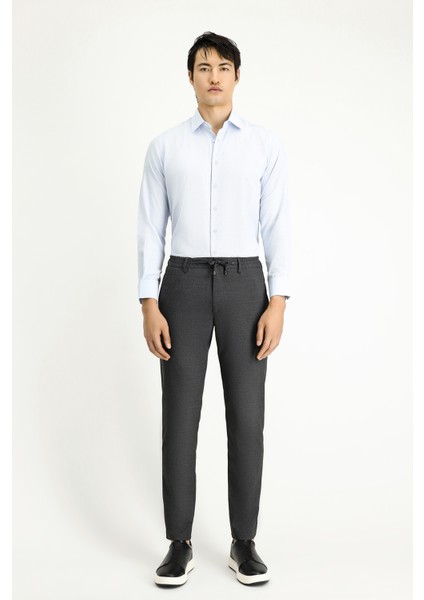Regular Fit Beli Lastikli İpli Likralı Pantolon