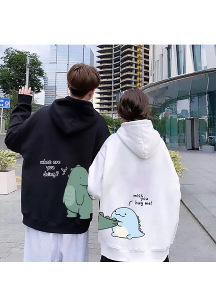 Sevgili Kombini Kapüşonlu 2li Set Pamuklu Kışlık Kadın Erkek Oversize Sweatshirt