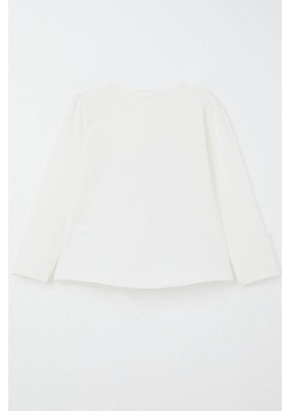 Kız Çocuk Uzun Kollu Tişört Sevgi Temalı Kız Baskılı 1.5-5 Yaş, Ekru fiyatları