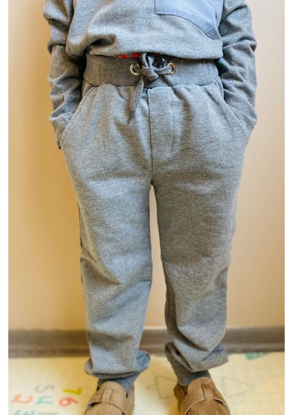 Girls & Boys Erkek Çocuk Eşofman Altı Cepli 3-8 Yaş, Açık Gri Melanj