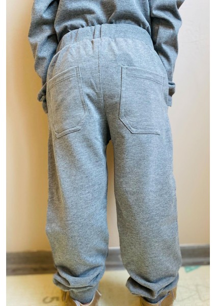 Girls & Boys Erkek Çocuk Eşofman Altı Cepli 3-8 Yaş, Açık Gri Melanj
