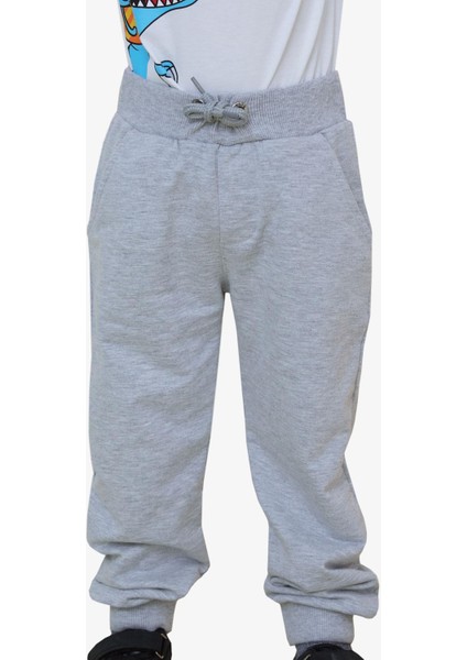 Girls & Boys Erkek Çocuk Eşofman Altı Cepli 3-8 Yaş, Açık Gri Melanj
