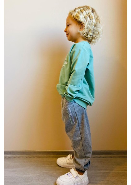 Erkek Çocuk Eşofman Takım Yazı Nakışlı 5-10 Yaş, Mint Yeşili modelleri