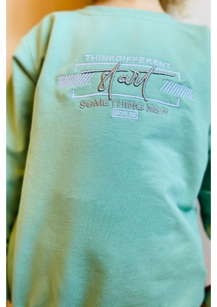 Erkek Çocuk Eşofman Takım Yazı Nakışlı 5-10 Yaş, Mint Yeşili fırsatları