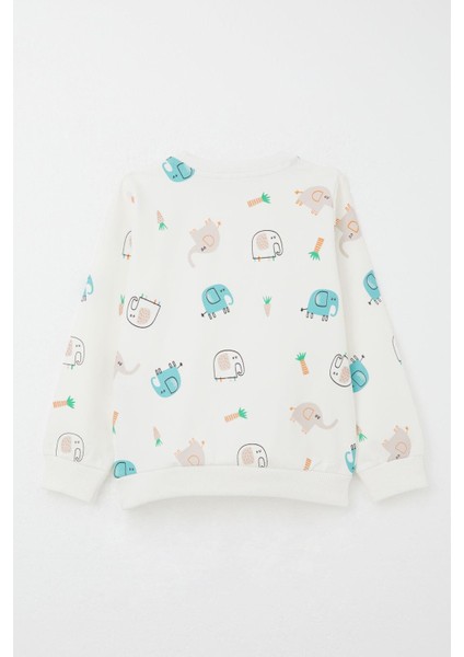 Erkek Çocuk Eşofman Takım Sevimli Fil Desenli 1-4 Yaş, Ekru fırsatları